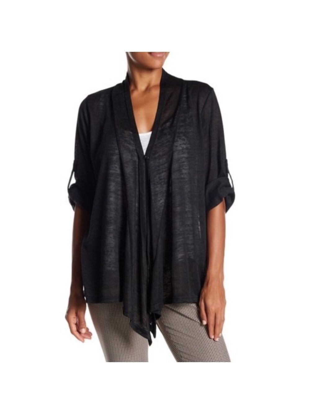 NWT Papillon black light weight long convertible sleeve cardigan Medium